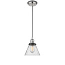 Cone Mini Pendant shown in the Polished Nickel finish with a Seedy shade