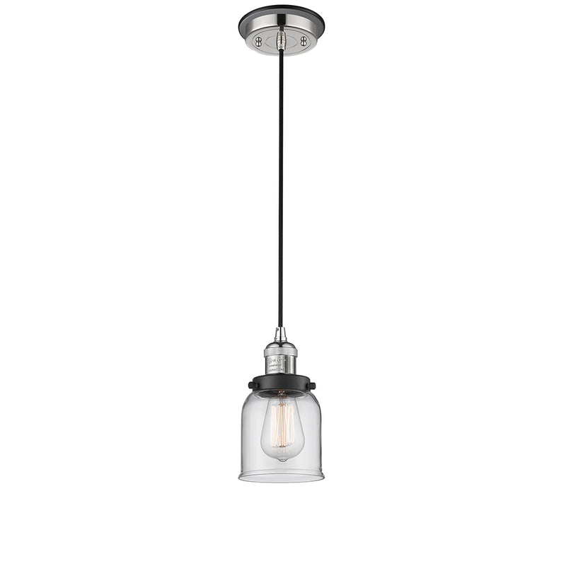 Bell Mini Pendant shown in the Polished Nickel finish with a Clear shade