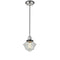 Oxford Mini Pendant shown in the Polished Nickel finish with a Seedy shade