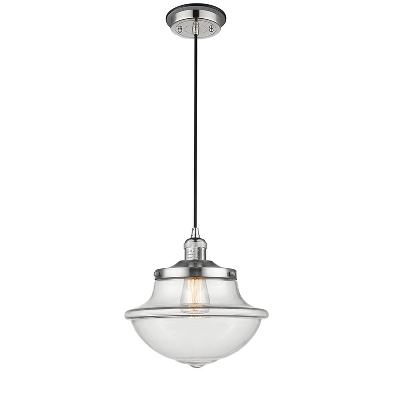 Oxford Mini Pendant shown in the Polished Nickel finish with a Clear shade