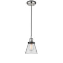 Cone Mini Pendant shown in the Polished Nickel finish with a Clear shade