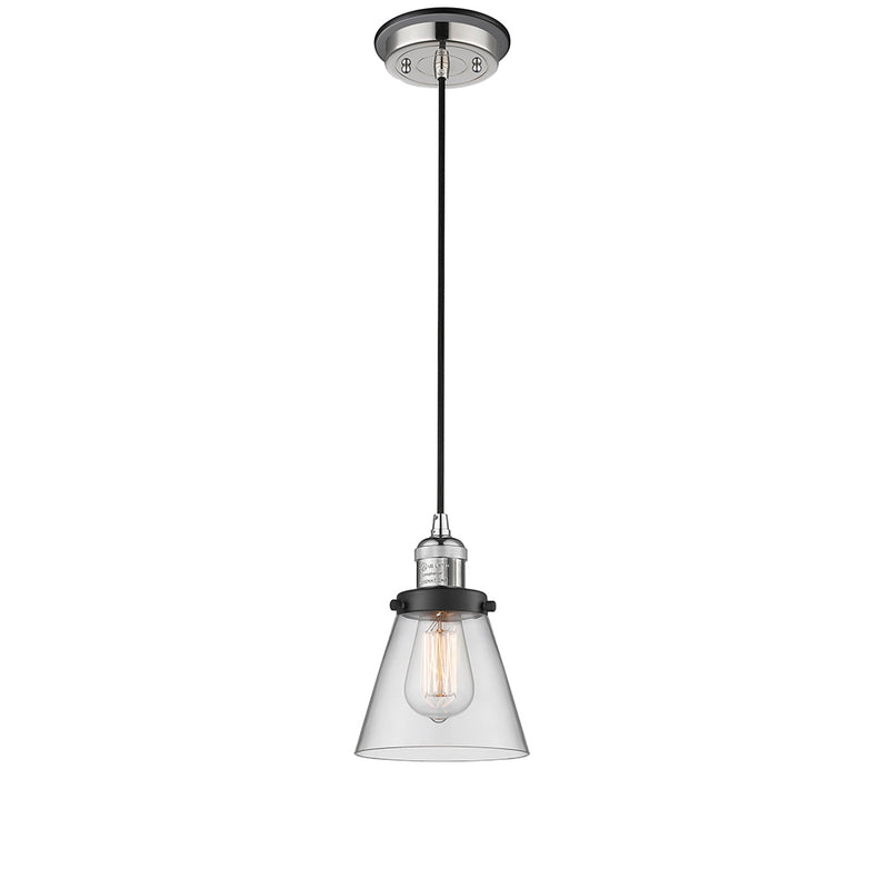 Cone Mini Pendant shown in the Polished Nickel finish with a Clear shade