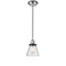 Cone Mini Pendant shown in the Polished Nickel finish with a Seedy shade