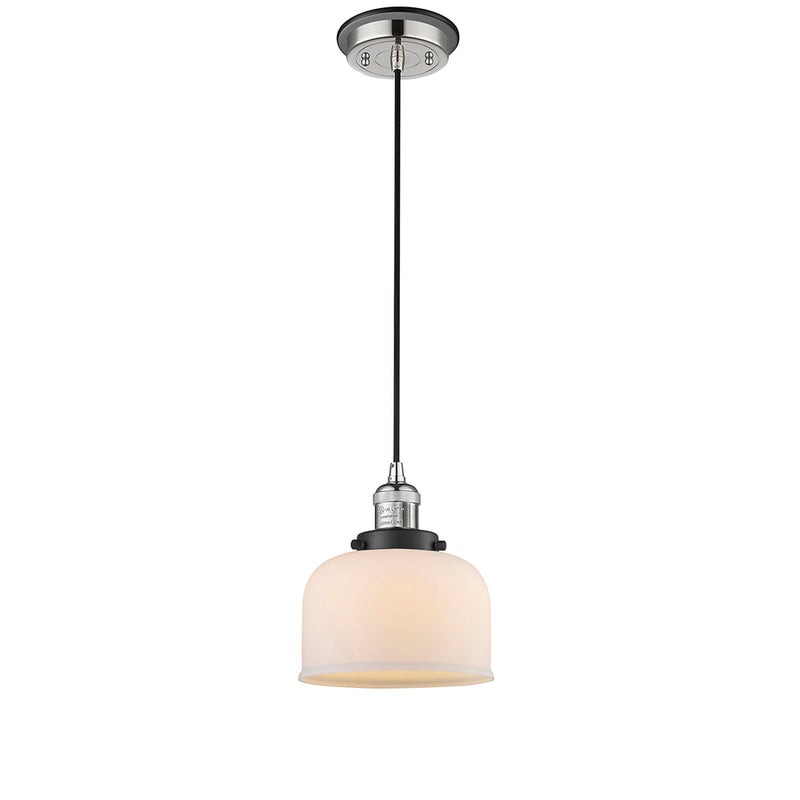 Bell Mini Pendant shown in the Polished Nickel finish with a Matte White shade