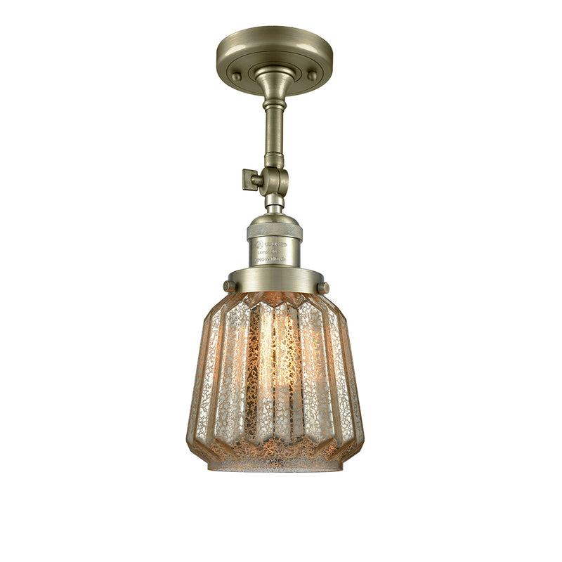 Chatham Semi-Flush Mount shown in the Antique Brass finish with a Mercury shade