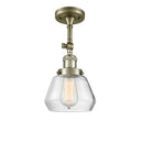 Fulton Semi-Flush Mount shown in the Antique Brass finish with a Clear shade