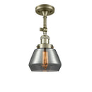 Fulton Semi-Flush Mount shown in the Antique Brass finish with a Plated Smoke shade