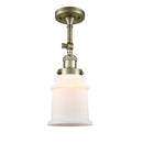 Canton Semi-Flush Mount shown in the Antique Brass finish with a Matte White shade