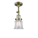 Canton Semi-Flush Mount shown in the Antique Brass finish with a Clear shade