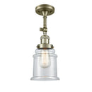Canton Semi-Flush Mount shown in the Antique Brass finish with a Clear shade