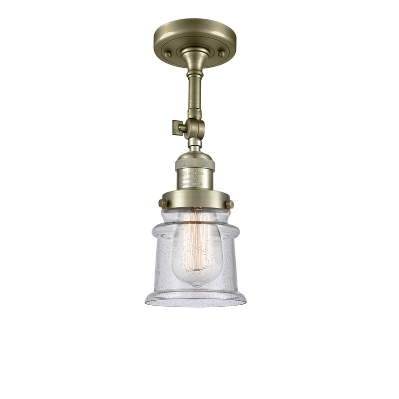 Canton Semi-Flush Mount shown in the Antique Brass finish with a Seedy shade