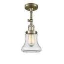 Bellmont Semi-Flush Mount shown in the Antique Brass finish with a Clear shade