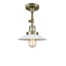 Halophane Semi-Flush Mount shown in the Antique Brass finish with a Matte White Halophane shade