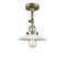 Halophane Semi-Flush Mount shown in the Antique Brass finish with a Matte White Halophane shade