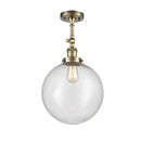 Beacon Semi-Flush Mount shown in the Antique Brass finish with a Seedy shade