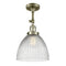 Seneca Falls Semi-Flush Mount shown in the Antique Brass finish with a Clear Halophane shade