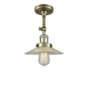 Halophane Semi-Flush Mount shown in the Antique Brass finish with a Clear Halophane shade