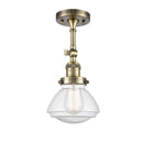 Olean Semi-Flush Mount shown in the Antique Brass finish with a Seedy shade