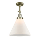 Cone Semi-Flush Mount shown in the Antique Brass finish with a Matte White shade