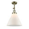 Cone Semi-Flush Mount shown in the Antique Brass finish with a Matte White shade