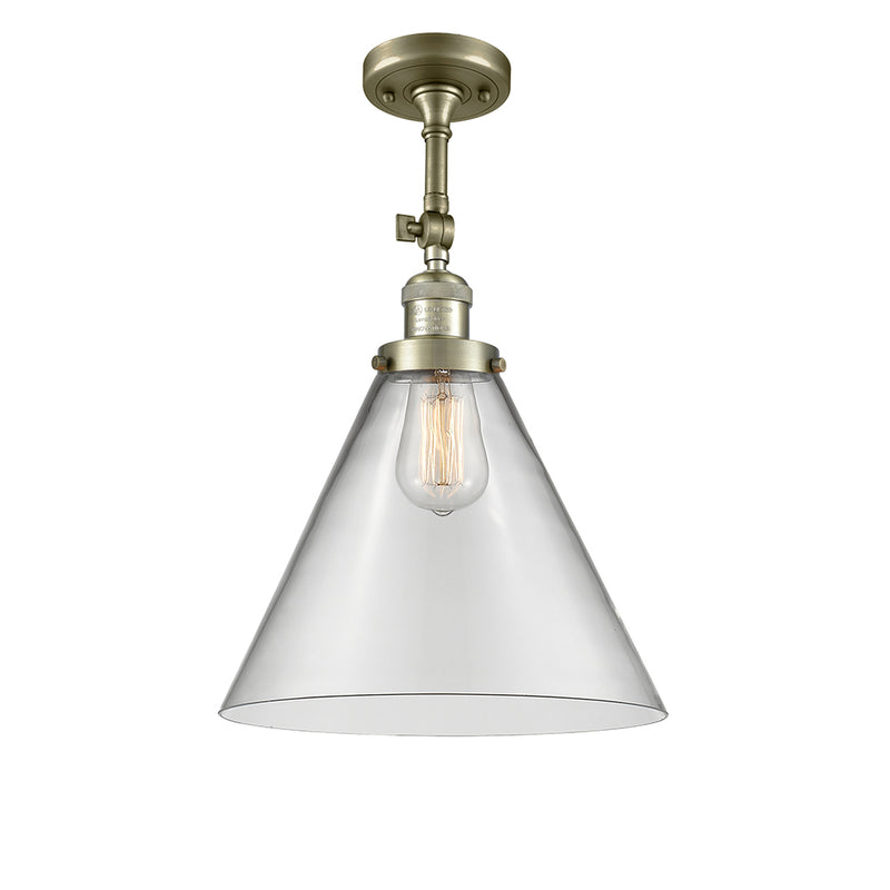 Cone Semi-Flush Mount shown in the Antique Brass finish with a Clear shade