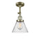 Cone Semi-Flush Mount shown in the Antique Brass finish with a Seedy shade