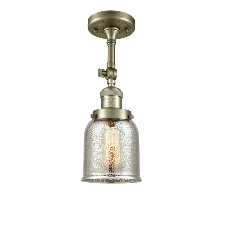 Bell Semi-Flush Mount shown in the Antique Brass finish with a Silver Plated Mercury shade