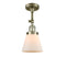 Cone Semi-Flush Mount shown in the Antique Brass finish with a Matte White shade