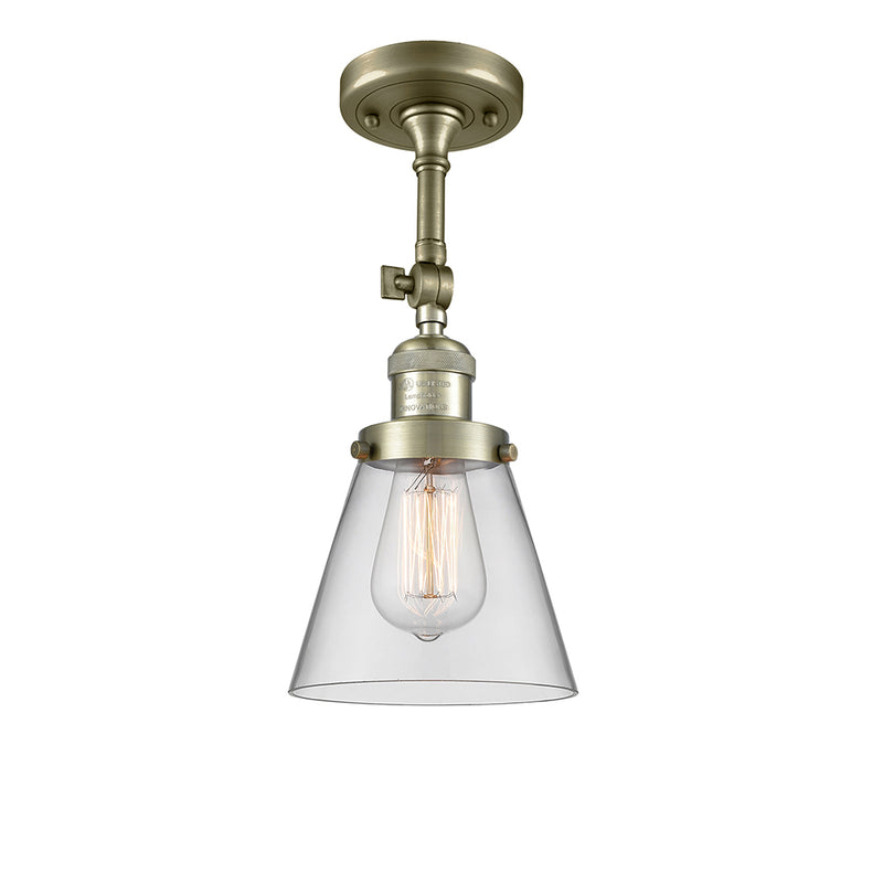 Cone Semi-Flush Mount shown in the Antique Brass finish with a Clear shade