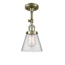 Cone Semi-Flush Mount shown in the Antique Brass finish with a Clear shade