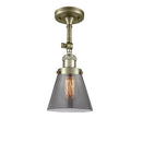 Cone Semi-Flush Mount shown in the Antique Brass finish with a Plated Smoke shade