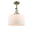 Bell Semi-Flush Mount shown in the Antique Brass finish with a Matte White shade