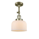 Bell Semi-Flush Mount shown in the Antique Brass finish with a Matte White shade