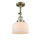 Bell Semi-Flush Mount shown in the Antique Brass finish with a Matte White shade