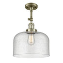 Bell Semi-Flush Mount shown in the Antique Brass finish with a Seedy shade