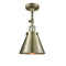 Appalachian Semi-Flush Mount shown in the Antique Brass finish with a Antique Brass shade