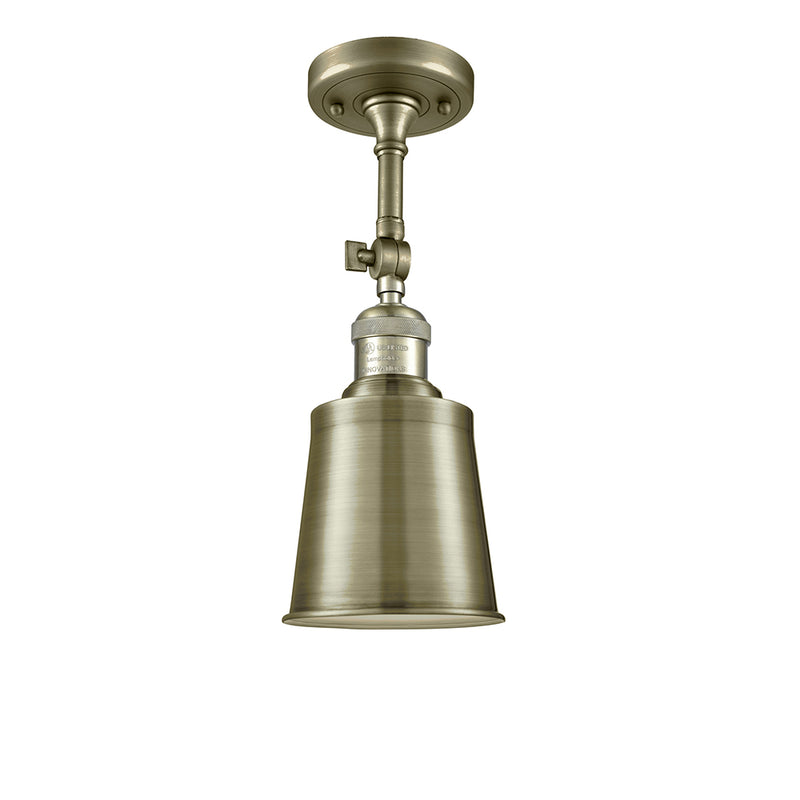Addison Semi-Flush Mount shown in the Antique Brass finish with a Antique Brass shade
