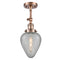 Geneseo Semi-Flush Mount shown in the Antique Copper finish with a Clear Crackled shade