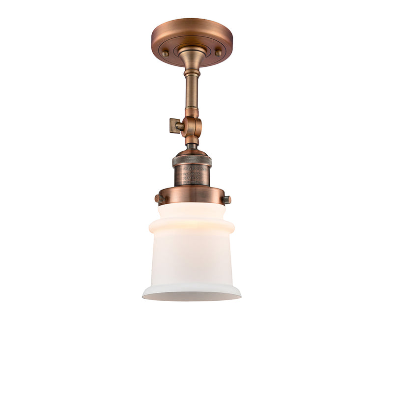 Canton Semi-Flush Mount shown in the Antique Copper finish with a Matte White shade