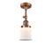 Canton Semi-Flush Mount shown in the Antique Copper finish with a Matte White shade