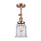 Canton Semi-Flush Mount shown in the Antique Copper finish with a Clear shade