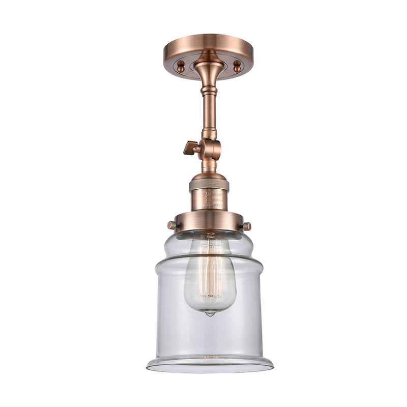 Canton Semi-Flush Mount shown in the Antique Copper finish with a Clear shade