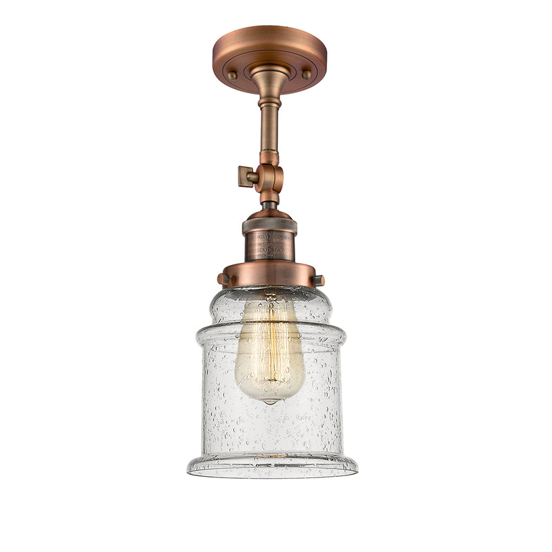 Canton Semi-Flush Mount shown in the Antique Copper finish with a Seedy shade