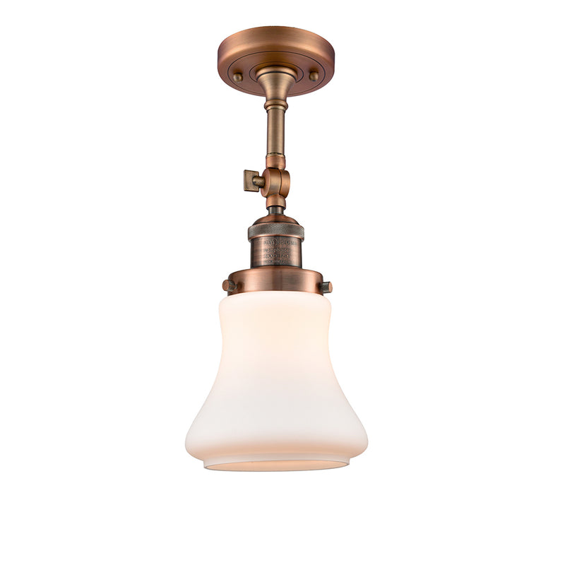 Bellmont Semi-Flush Mount shown in the Antique Copper finish with a Matte White shade