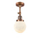 Beacon Semi-Flush Mount shown in the Antique Copper finish with a Matte White shade