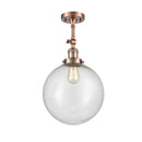 Beacon Semi-Flush Mount shown in the Antique Copper finish with a Seedy shade