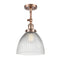 Seneca Falls Semi-Flush Mount shown in the Antique Copper finish with a Clear Halophane shade