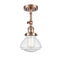 Olean Semi-Flush Mount shown in the Antique Copper finish with a Seedy shade