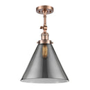 Cone Semi-Flush Mount shown in the Antique Copper finish with a Plated Smoke shade