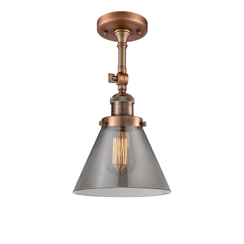 Cone Semi-Flush Mount shown in the Antique Copper finish with a Plated Smoke shade